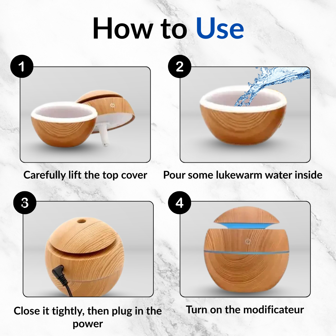 Electric Air Humidifier & Aroma Diffuser – Wood Grain Design