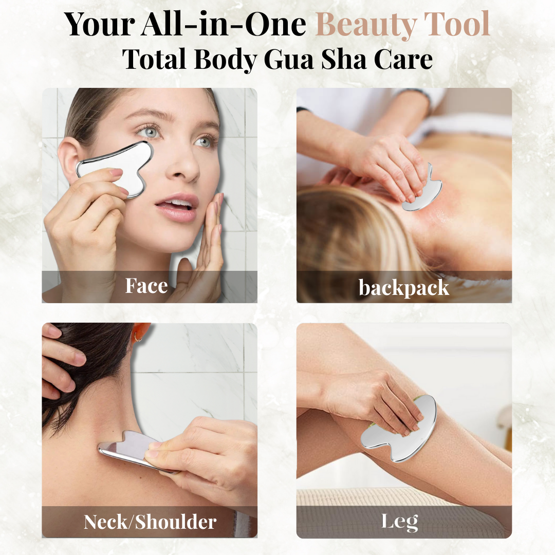 Premium Stainless Steel Guasha Massage Tool – Face, Neck & Body