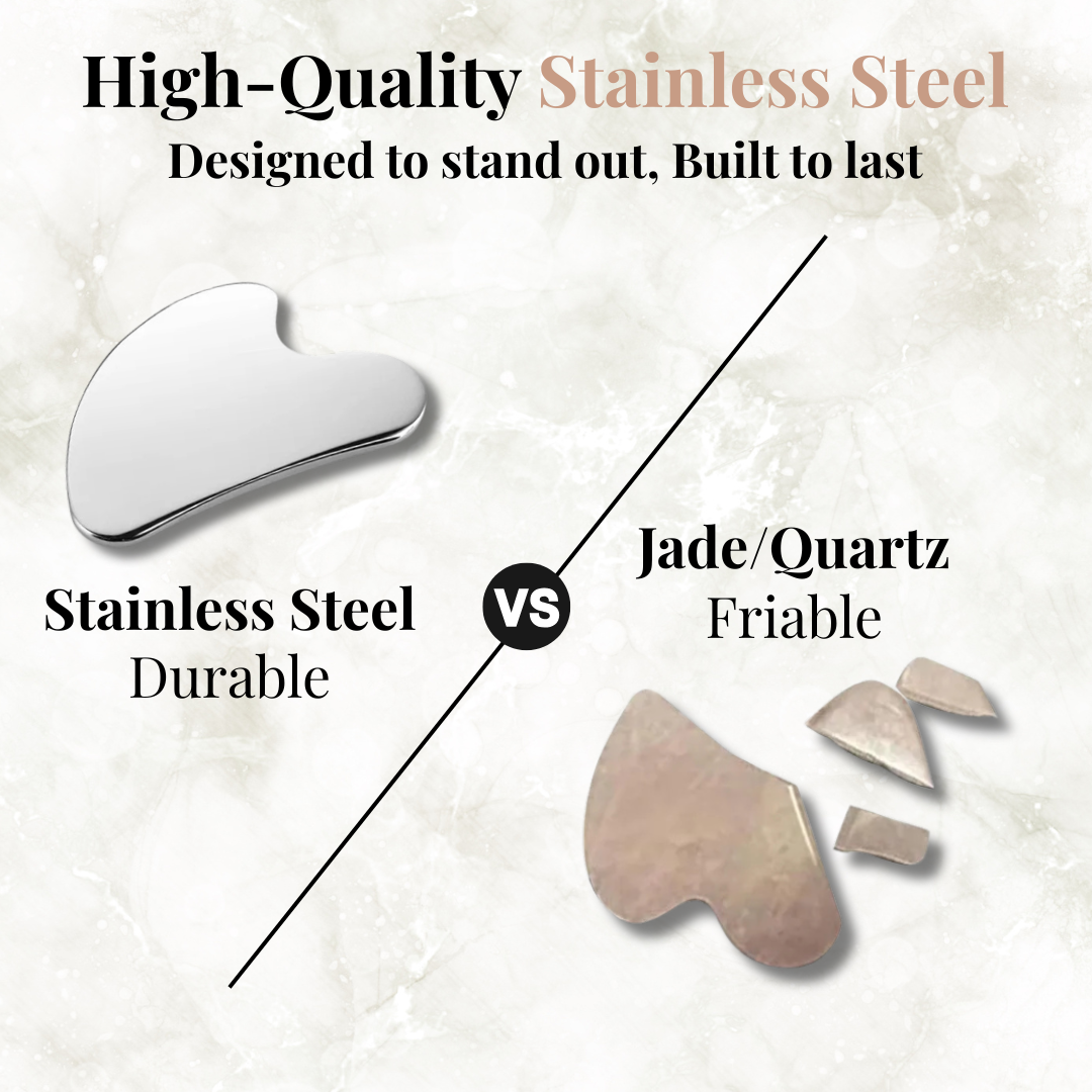 Premium Stainless Steel Guasha Massage Tool – Face, Neck & Body