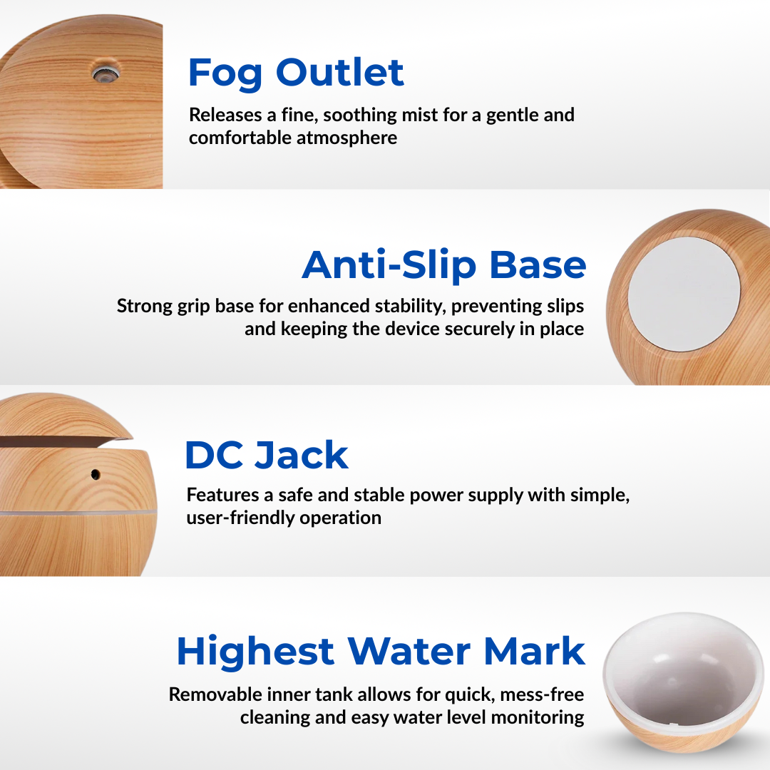 Electric Air Humidifier & Aroma Diffuser – Wood Grain Design